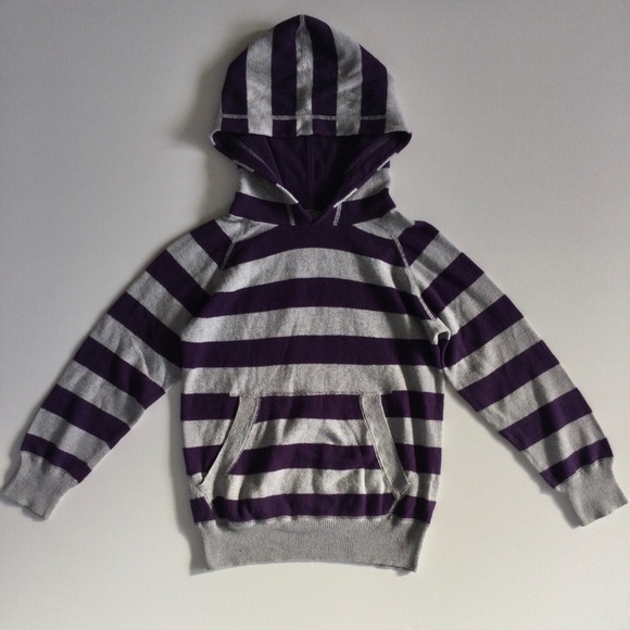 Mini Boden Purple Gray Striped Hoodie Sweater - Picture 2 of 6
